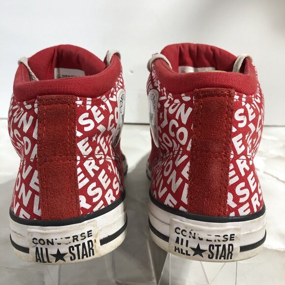 Converse Chuck Taylor All Star Red White Spell Out High Top Chucks Shoes Sz 10.5 - Picture 9 of 10
